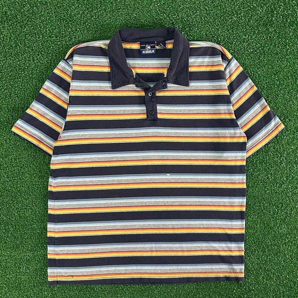 Vintage Kirra Pointbreak Surfwear Striped Polo Shirt